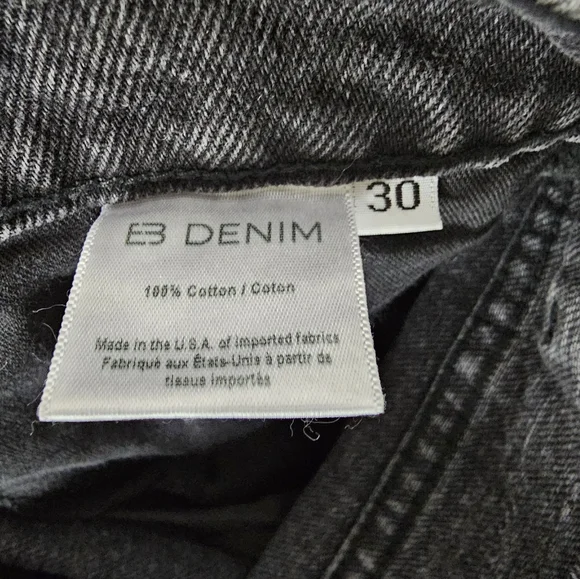 EB Denim Unraveled Black Washed Spilt Hem High Rise Size 30 Button Fly New - Picture 7 of 10